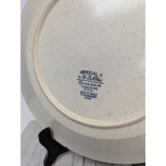 Imperial W. Dalton Stoneware Round Platter 12 1/4" Speckled Tangerine Vintage - Picture 4 of 7